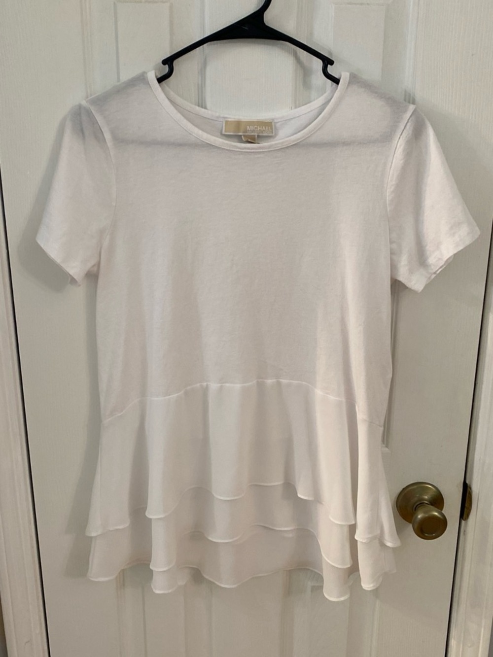 Michael Kors White Layered Peplum‎ Top Size M